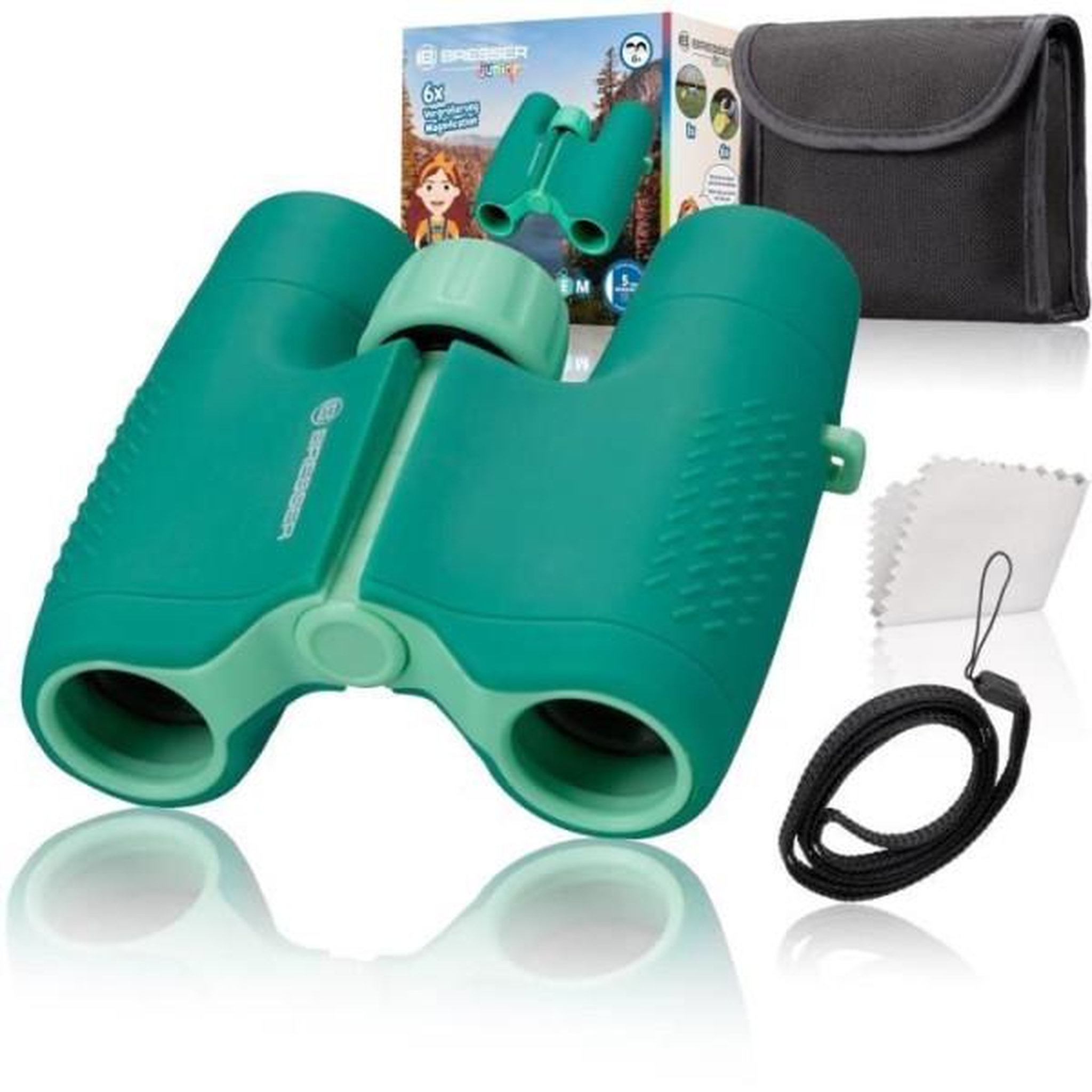 Bresser Jumelles pour enfants robustes - bresser junior - ergonomiques - agrandissement 6x - vert
