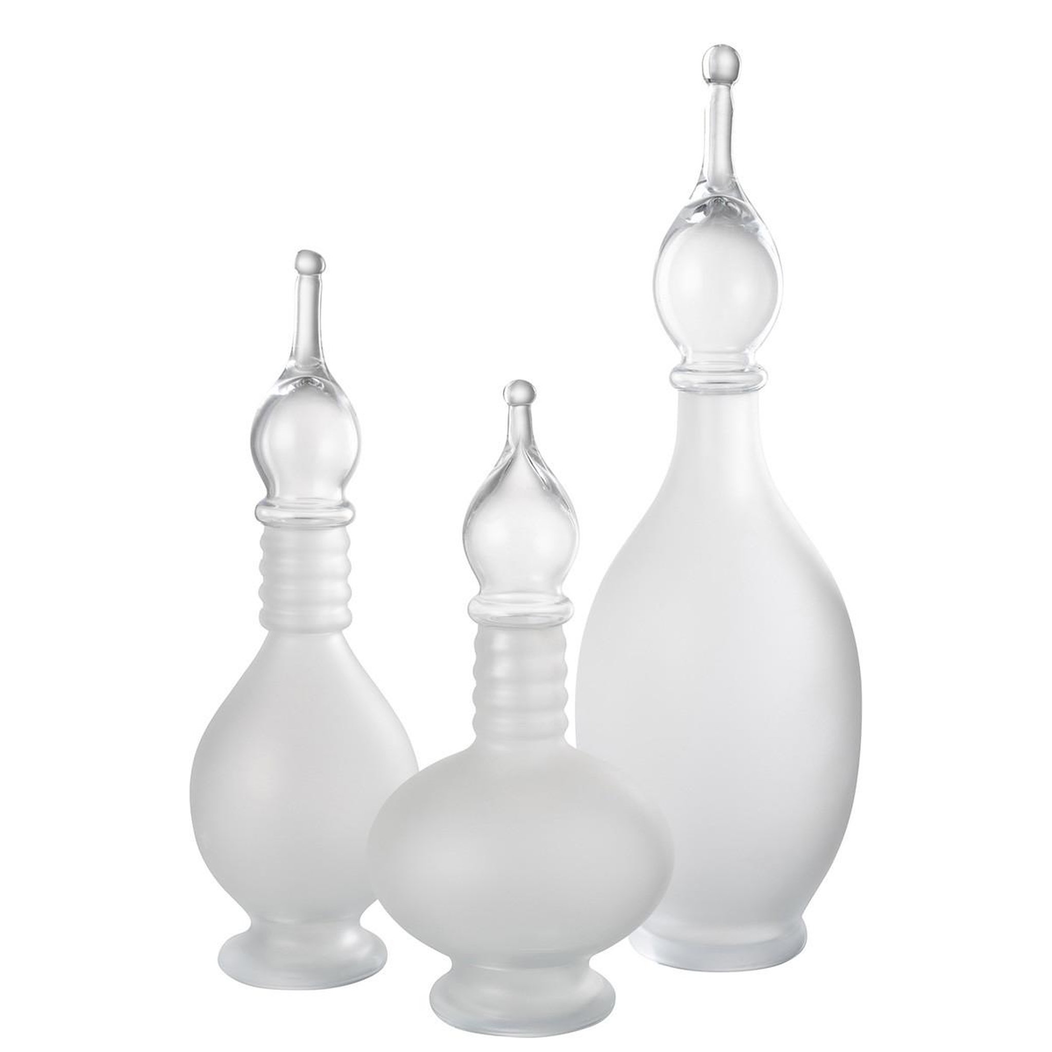 Voir la diapositive 3 : J-LINE Vase bouchon fiole en verre  jo  53cm transparent