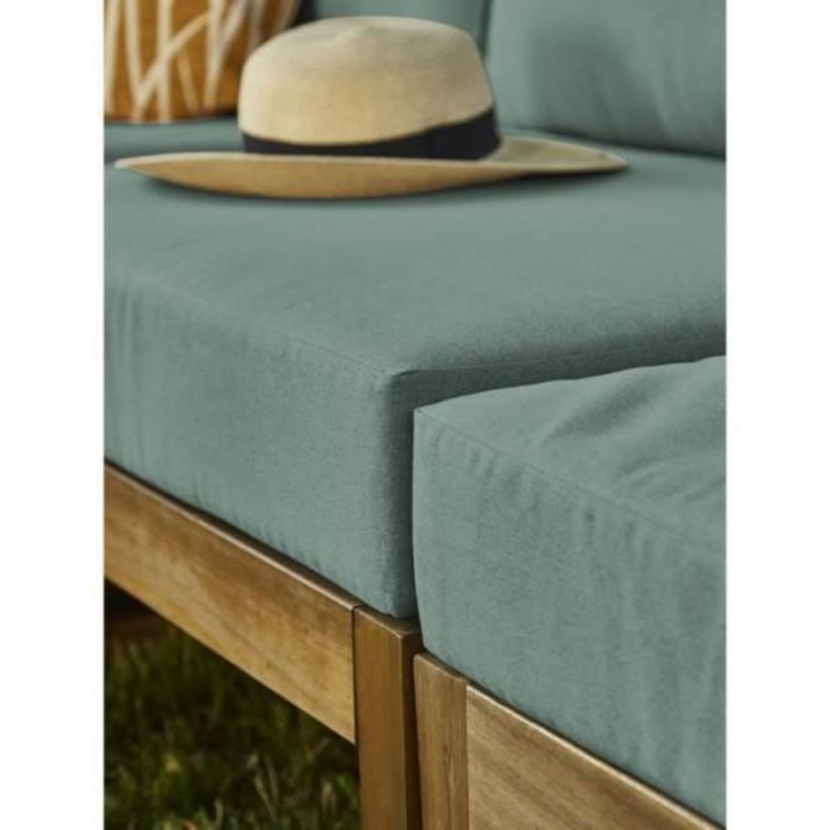 BOCARNEA Salon de jardin en bois d'Acacia FSC - 6 personnes - Levata - Vert d'eau