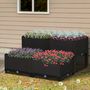 Voir la diapositive 2 : OUTSUNNY Jardinière sur pieds carré potager 2 étages dim. 80L x 80l x 44H cm insert d'irrigation plastique imitation rotin tressé chocolat