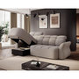 Voir la diapositive 2 : BEST MOBILIER Brume - canapé d'angle gauche 4 places convertible électrique avec coffre et têtières réglables en tissu bouclette