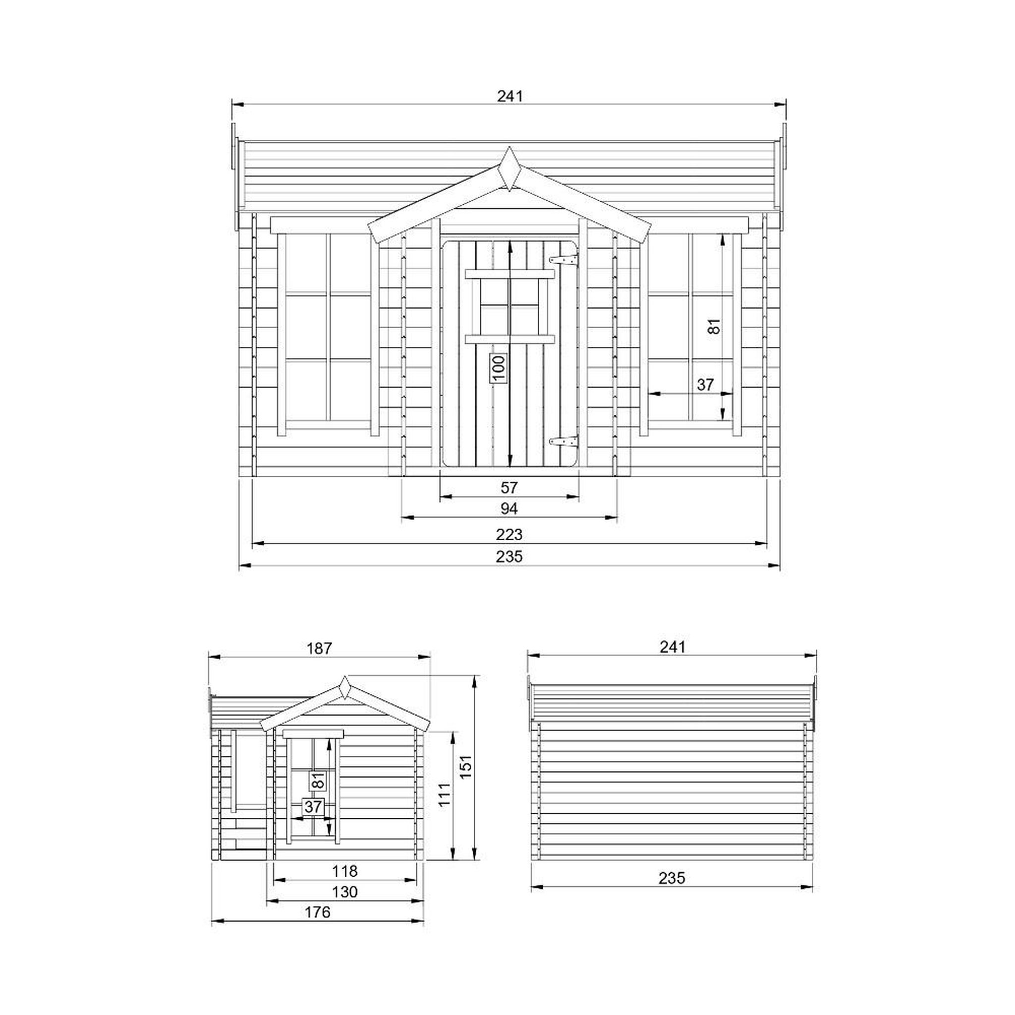 Voir la diapositive 4 : TIMBELA Maison en bois pour enfants - maison de jeux pour l'extérieur 241x187xh151cm/2.63m2 m520