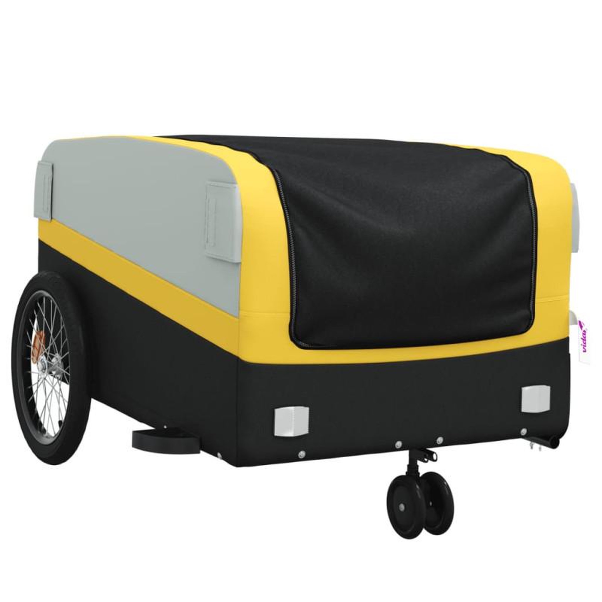 Voir la diapositive 4 : VIDAXL Remorque de vélo noir et jaune 45 kg fer