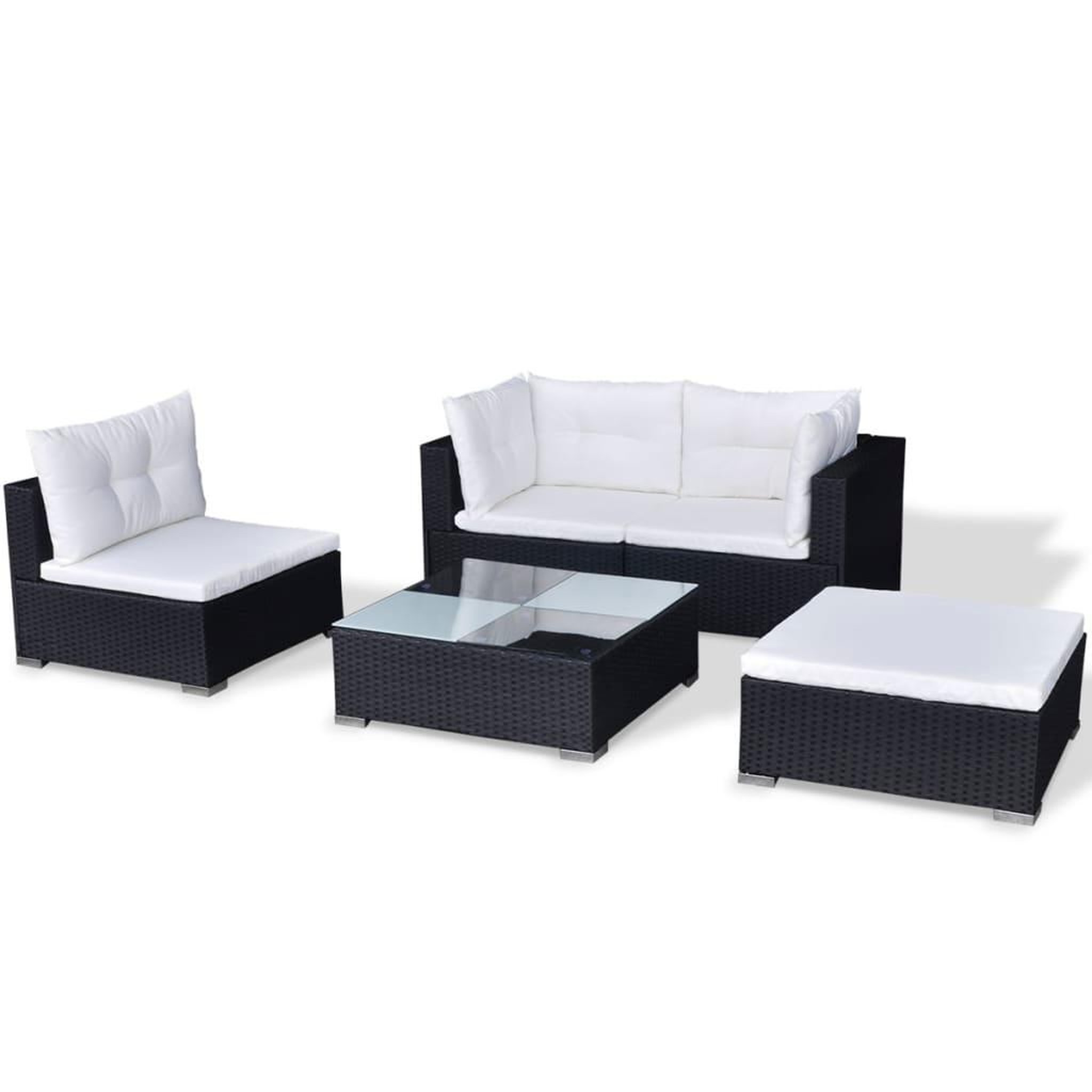 Voir la diapositive 4 : VIDAXL Salon de jardin 5 pcs avec coussins resine tressee noir
