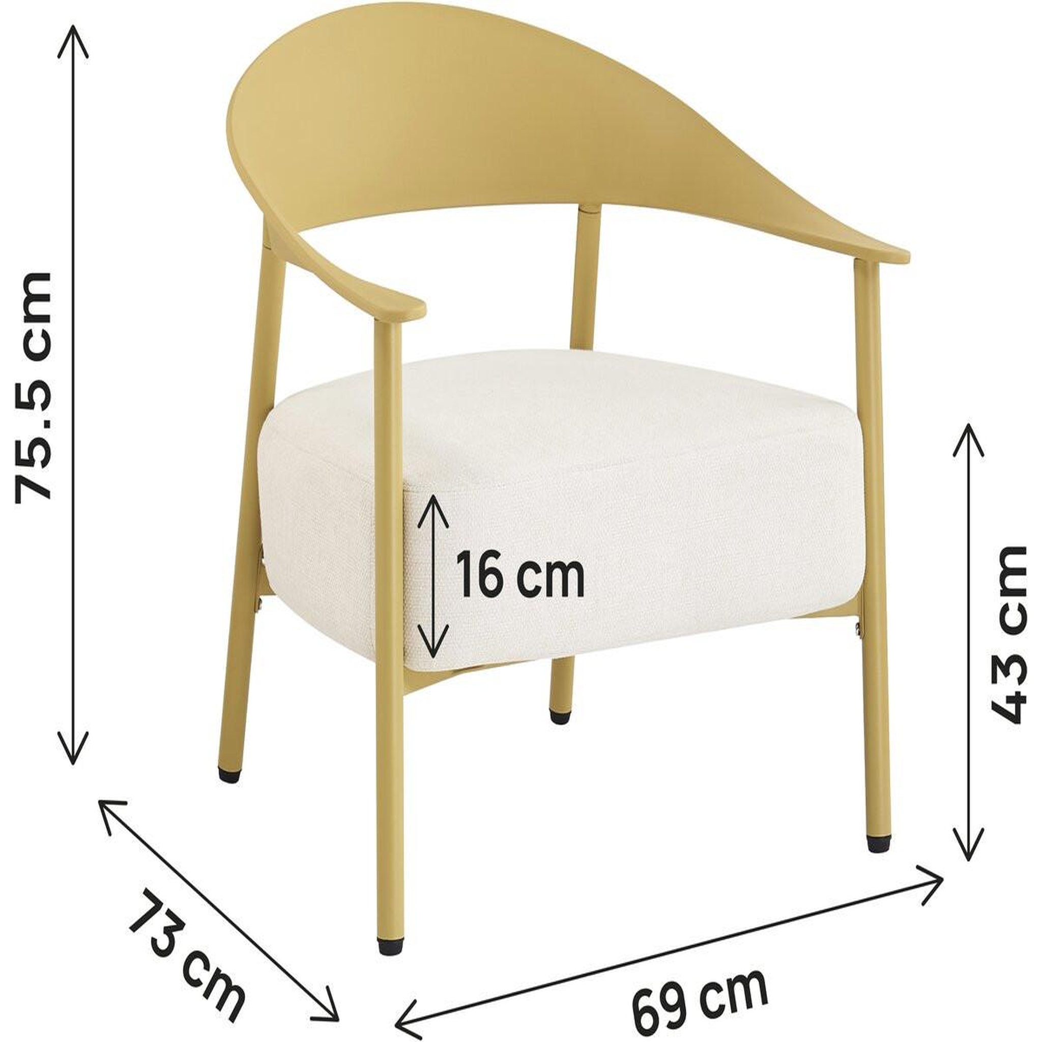 Voir la diapositive 3 : Habitat et Jardin Lot de 2 fauteuils de jardin en plastique et métal  céora  - jaune