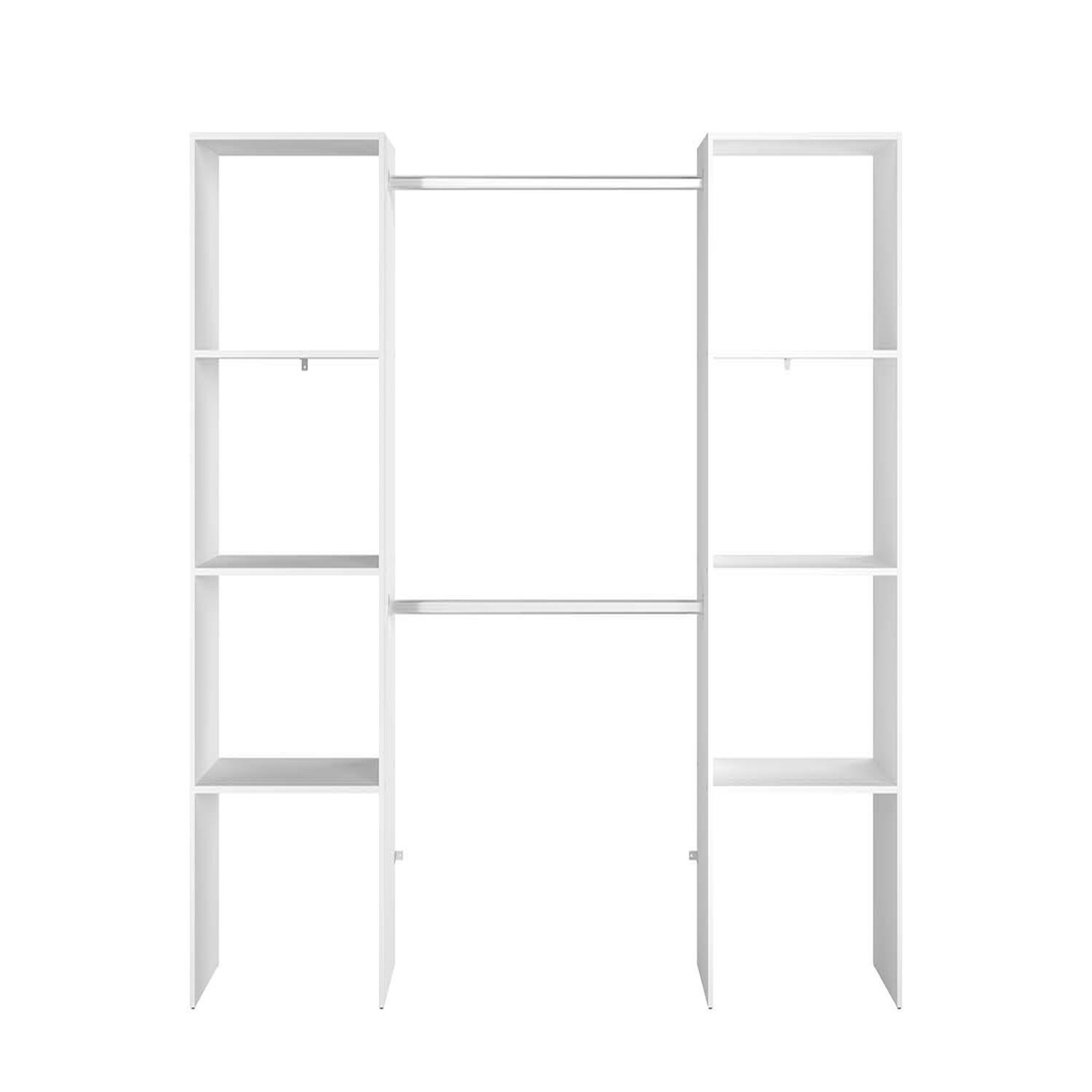 CONCEPT USINE Dressing blanc 6 étagères 2 penderies 220 x 40 x 180 cm ELYSEE