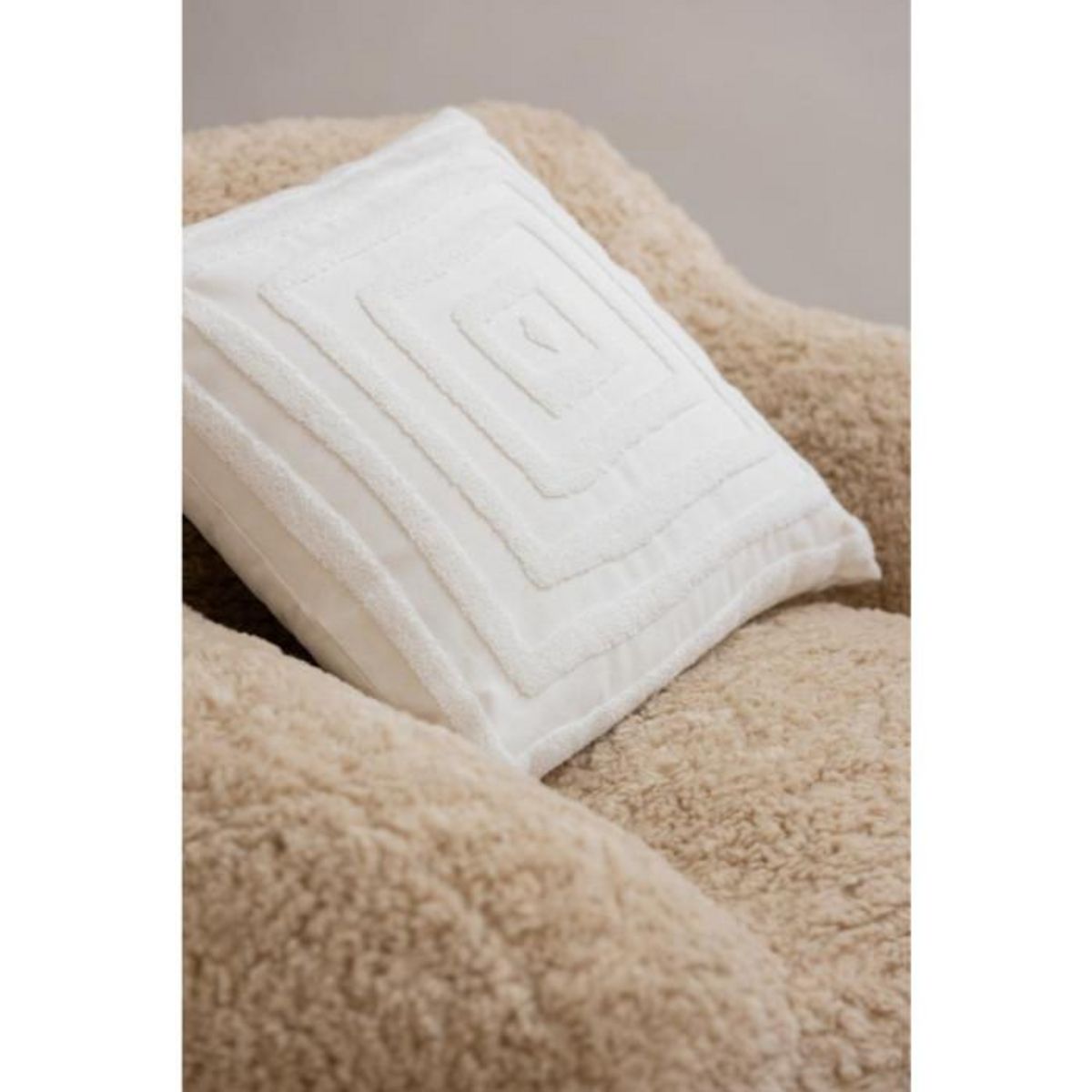 Paris Prix Coussin Design Tufté  Carré  45x45cm Blanc