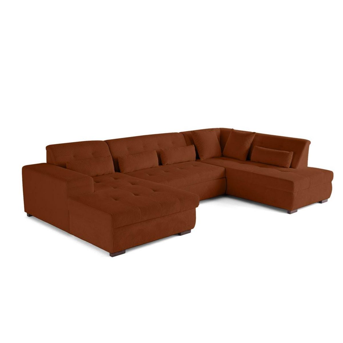 LISA DESIGN Vermont - canapé panoramique d'angle droit - 7 places - convertible avec coffre - en velours côtelé