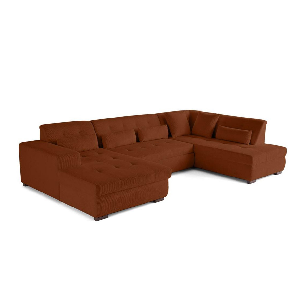 LISA DESIGN Vermont - canapé panoramique d'angle droit - 7 places - convertible avec coffre - en velours côtelé