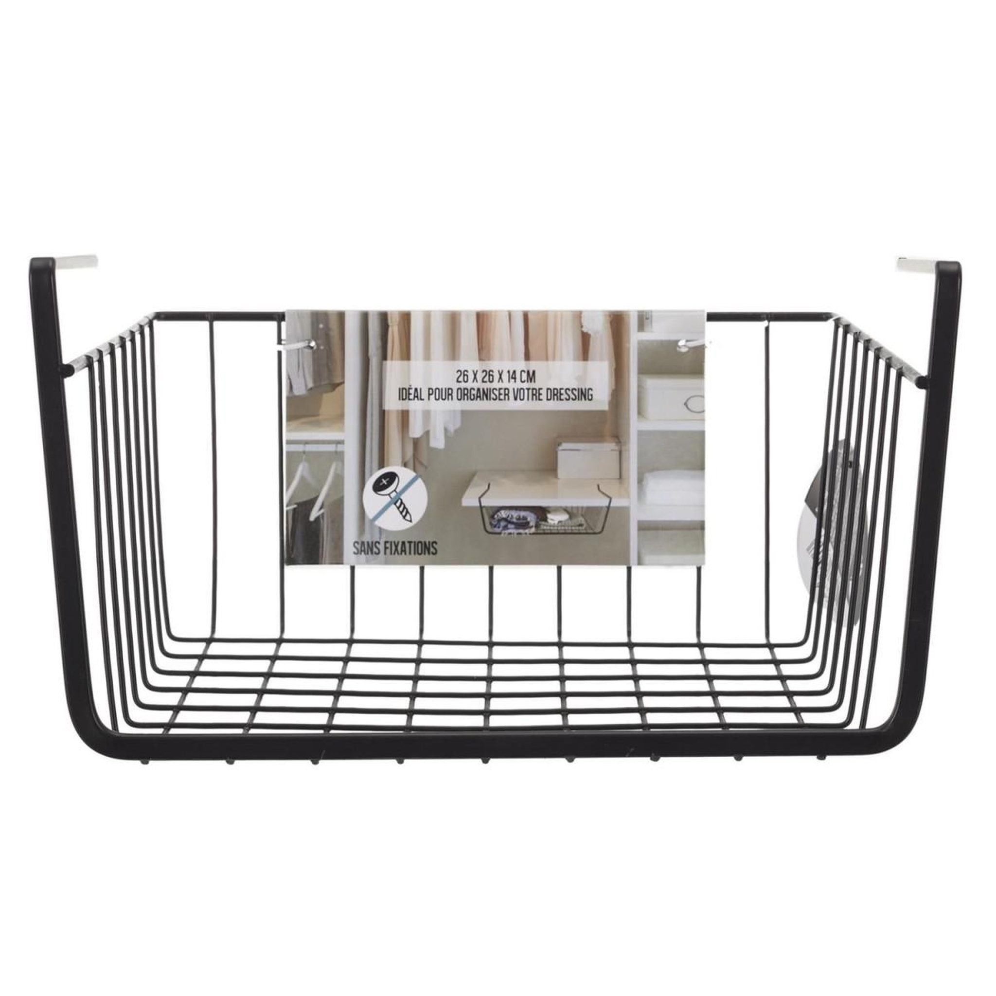Voir la diapositive 4 : Je cherche une idee Panier de rangement suspendu  filaire  26cm noir