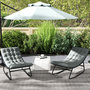 Voir la diapositive 2 : OUTSUNNY Lot de 2 fauteuils à bascule de jardin avec matelas style Chesterfield acier noir tissu gris