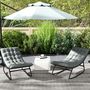 Voir la diapositive 2 : OUTSUNNY Lot de 2 fauteuils à bascule de jardin avec matelas style Chesterfield acier noir tissu gris