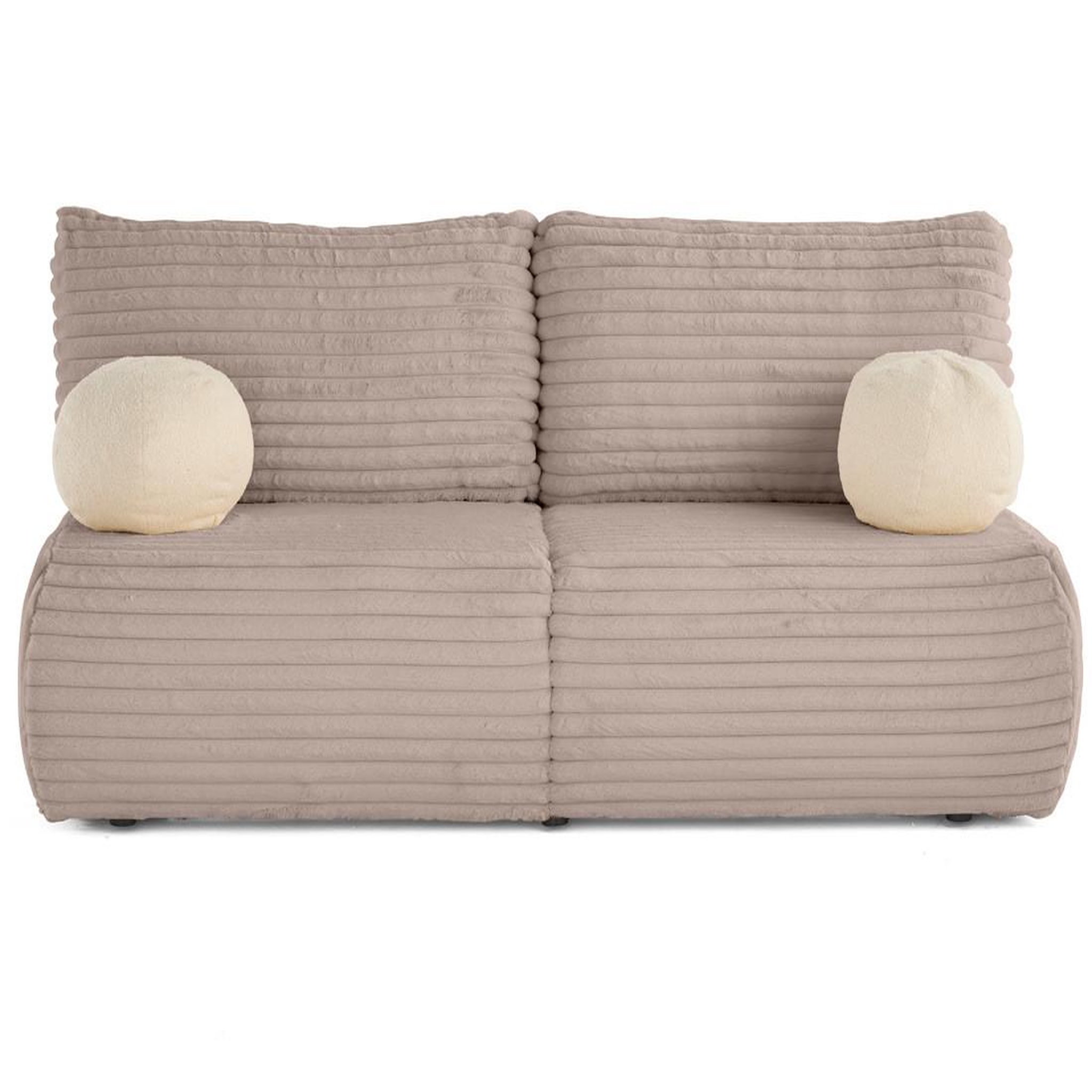 Voir la diapositive 1 : BEST MOBILIER Marvin - canapé 3 places convertible et coffre en fausse fourrure côtelée avec 2 coussins boule inclus