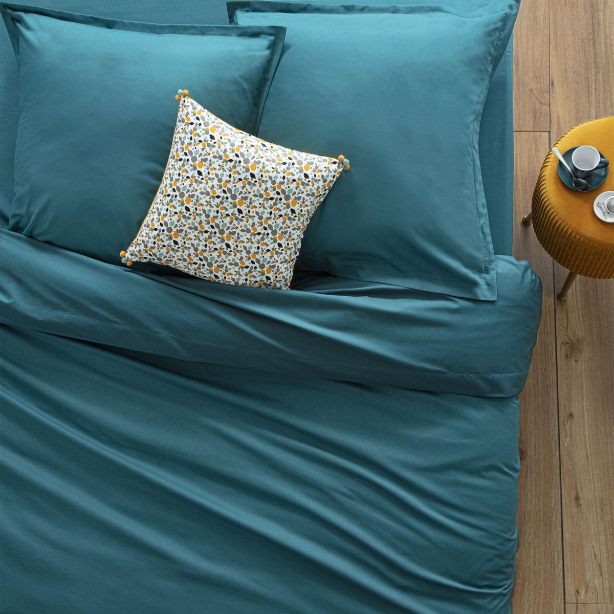 ATMOSPHERA Housse de couette 2 places en coton fermeture boutons