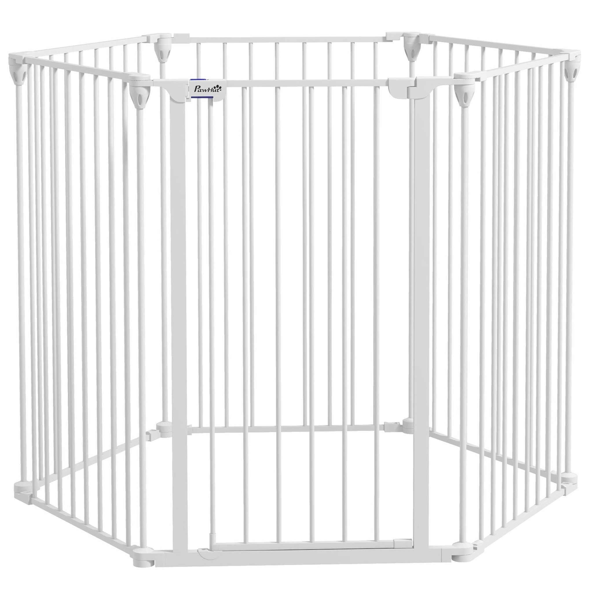 Voir la diapositive 1 : PAWHUT Barrière de sécurité parc enclos chien modulable pliable porte verrouillable intégrée 6 panneaux acier pp blanc