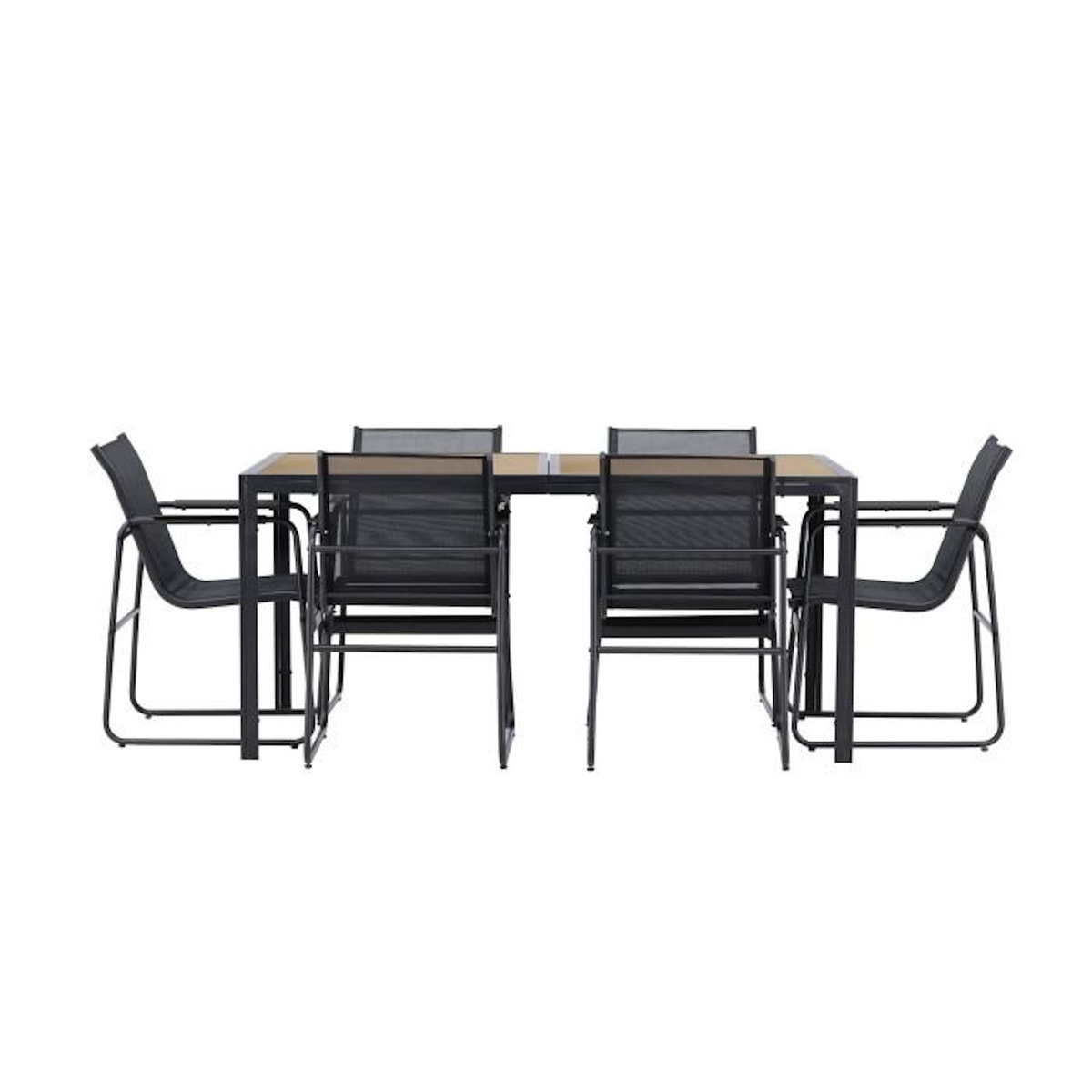 Paris Prix Ensemble Table de Jardin & 6 Chaises  Lampedusa  160cm Noir