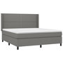 Voir la diapositive 3 : VIDAXL Sommier a lattes de lit avec matelas Gris fonce 180x200cm Tissu