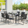 Voir la diapositive 6 : OUTSUNNY Salon de jardin 6 personnes 7 pièces acier verre noir