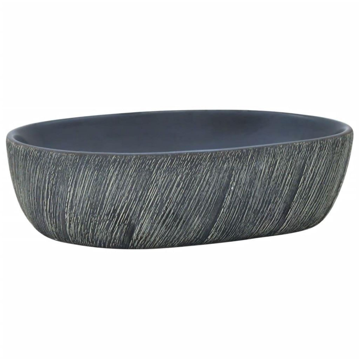 VIDAXL Vasque a poser noir et gris ovale 47x33x13 cm ceramique