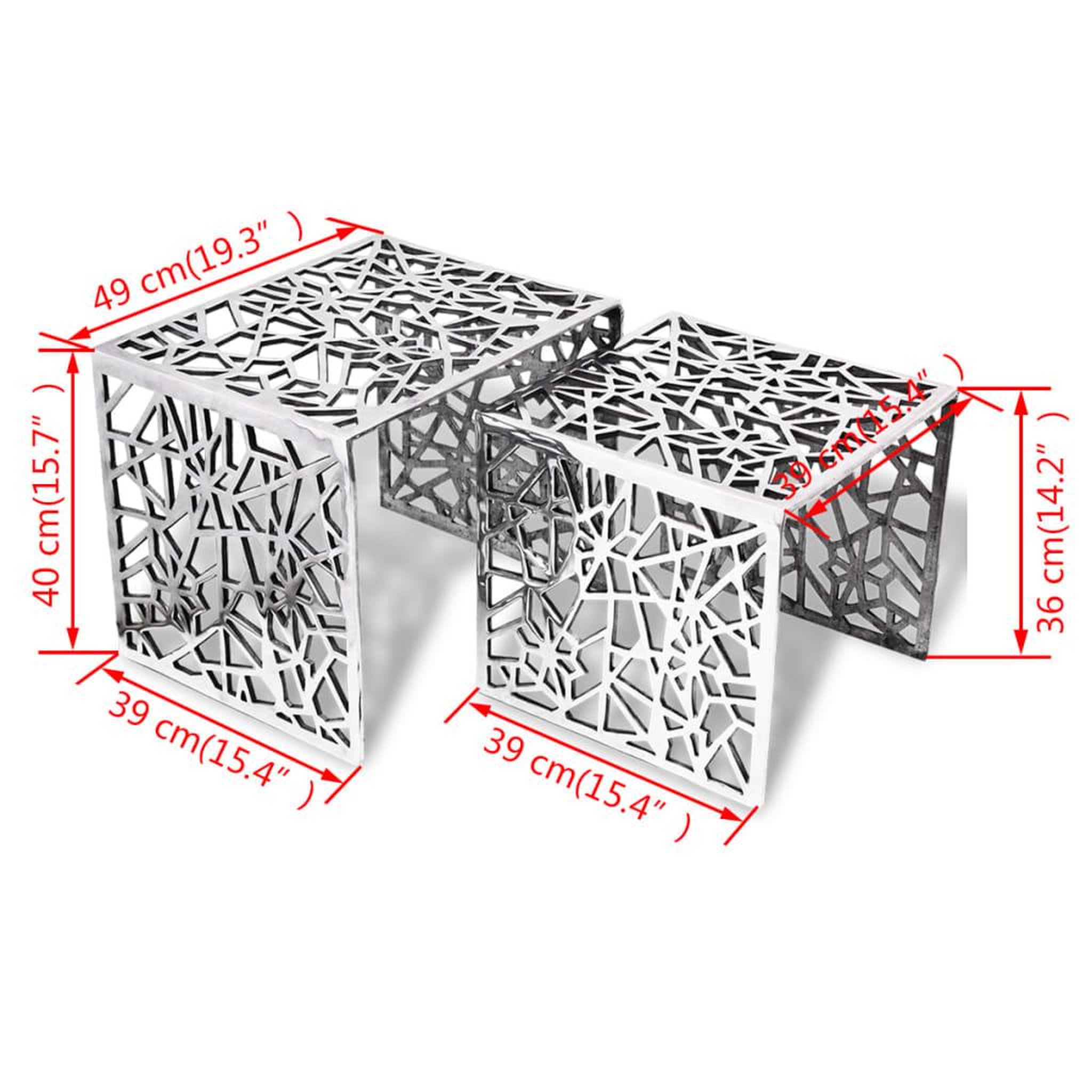 Voir la diapositive 4 : VIDAXL Table auxiliaire carree 2 pieces Aluminium Argente