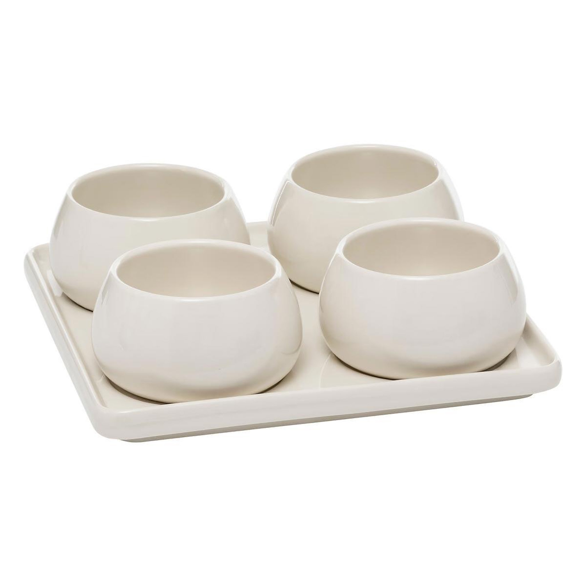 SECRET DE GOURMET Service apéritif 5 pièces  nora  21cm blanc
