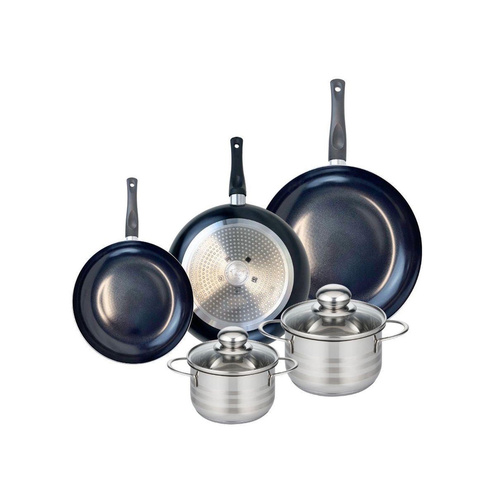 ELO Ensemble de 3 poêles de cuisson 20, 24 et 28 cm et 2 faitouts 14 et 16 cm elo prima brillant