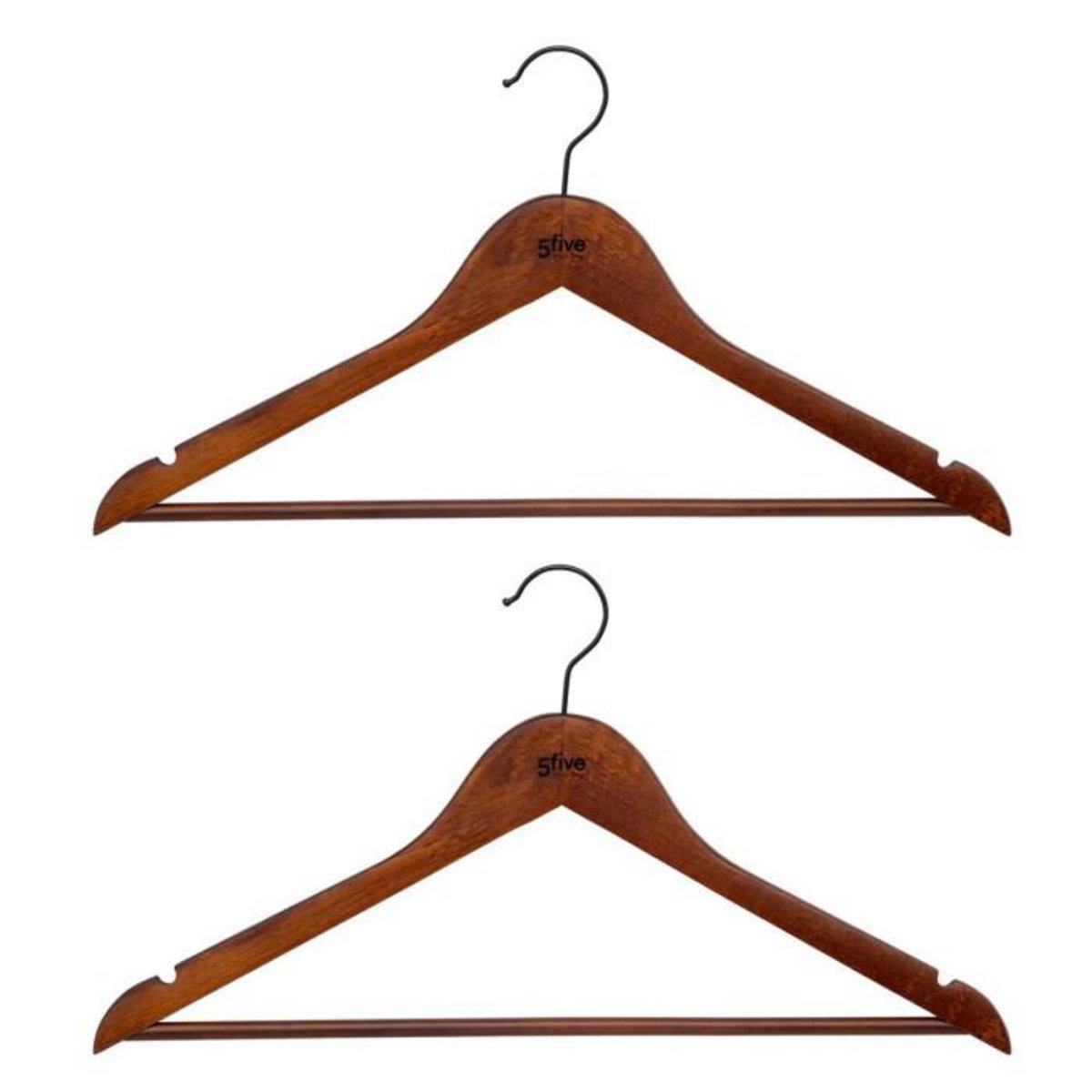 FIVE Lot de 2 Cintres en Bois  Vintage  44cm Marron