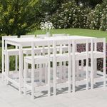 VIDAXL Ensemble de bar de jardin 9 pcs blanc bois de pin massif