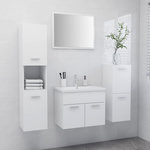 VIDAXL Ensemble de meubles de salle de bain Blanc Agglomere