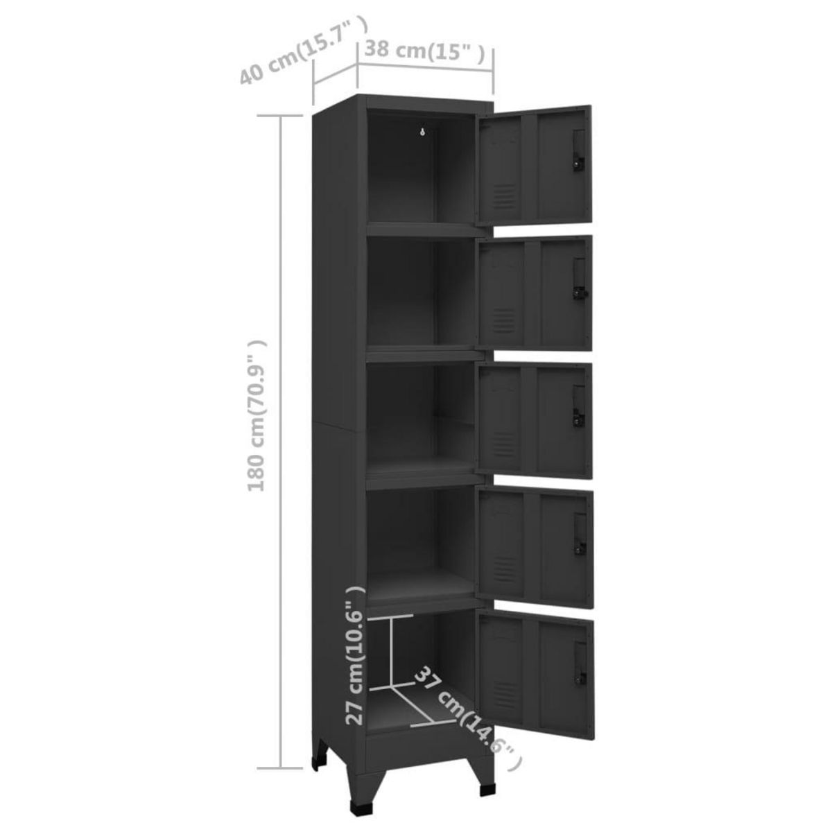 VIDAXL Armoire a casiers Anthracite 38x40x180 cm Acier