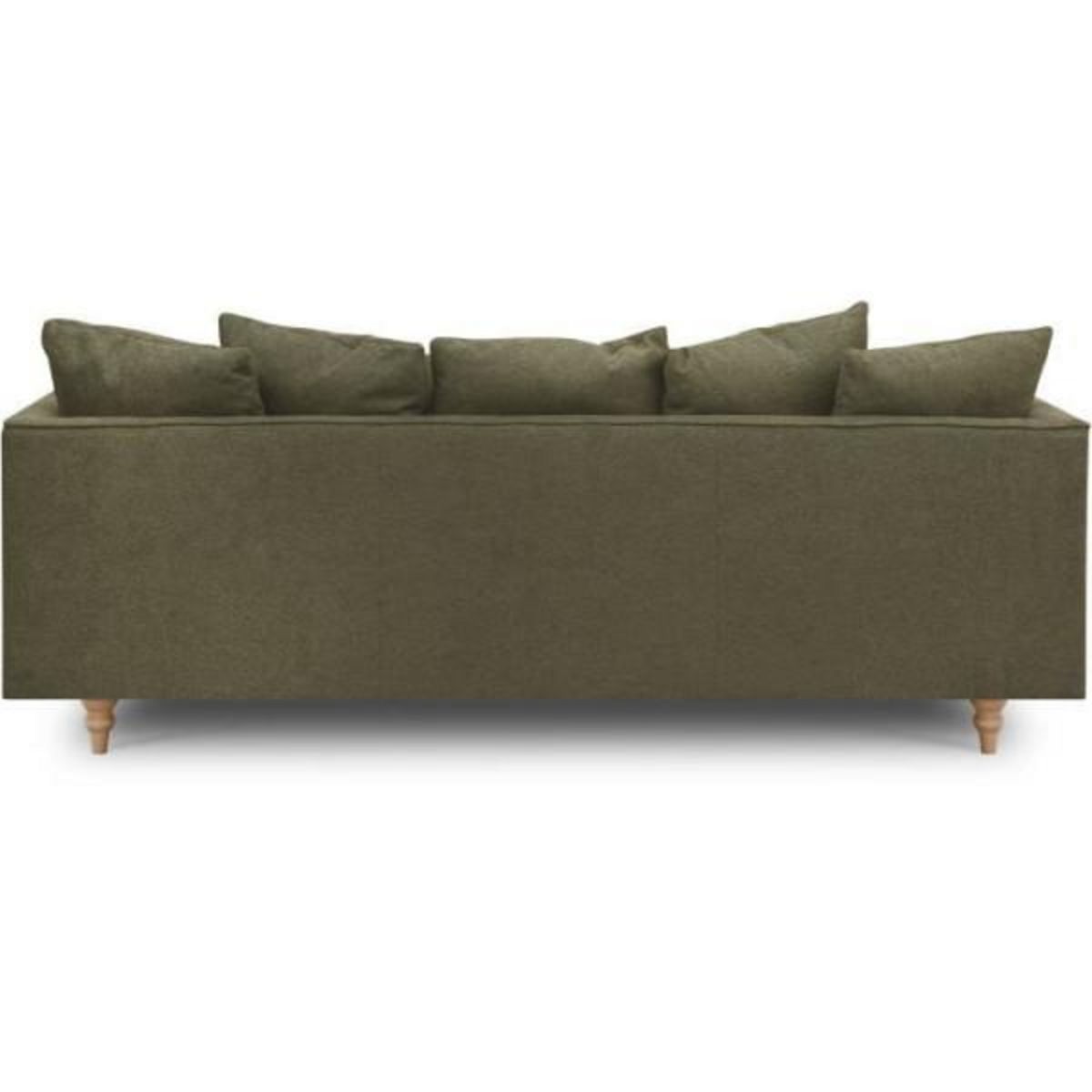 MARKET24 Canapé fixe 4 places CONSTANCE - Tissu vert - Pied en bois massif - L 212 x H 87 x P 93 cm