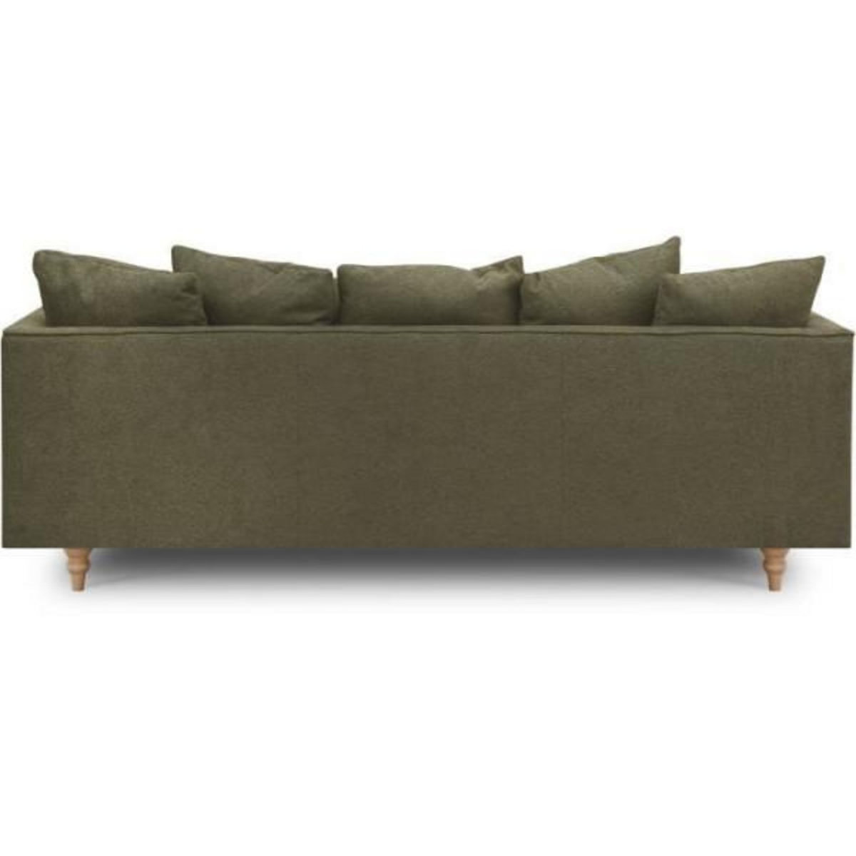 MARKET24 Canapé fixe 4 places CONSTANCE - Tissu vert - Pied en bois massif - L 212 x H 87 x P 93 cm