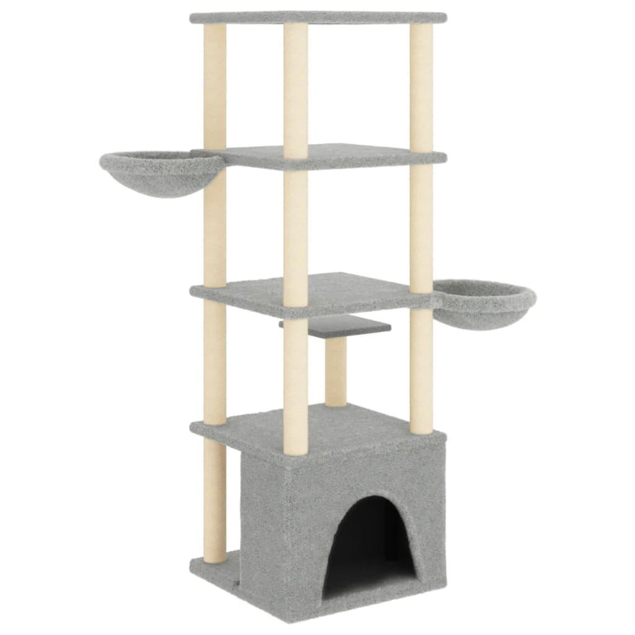 Voir la diapositive 5 : VIDAXL Arbre a chat avec griffoirs en sisal gris clair 147 cm