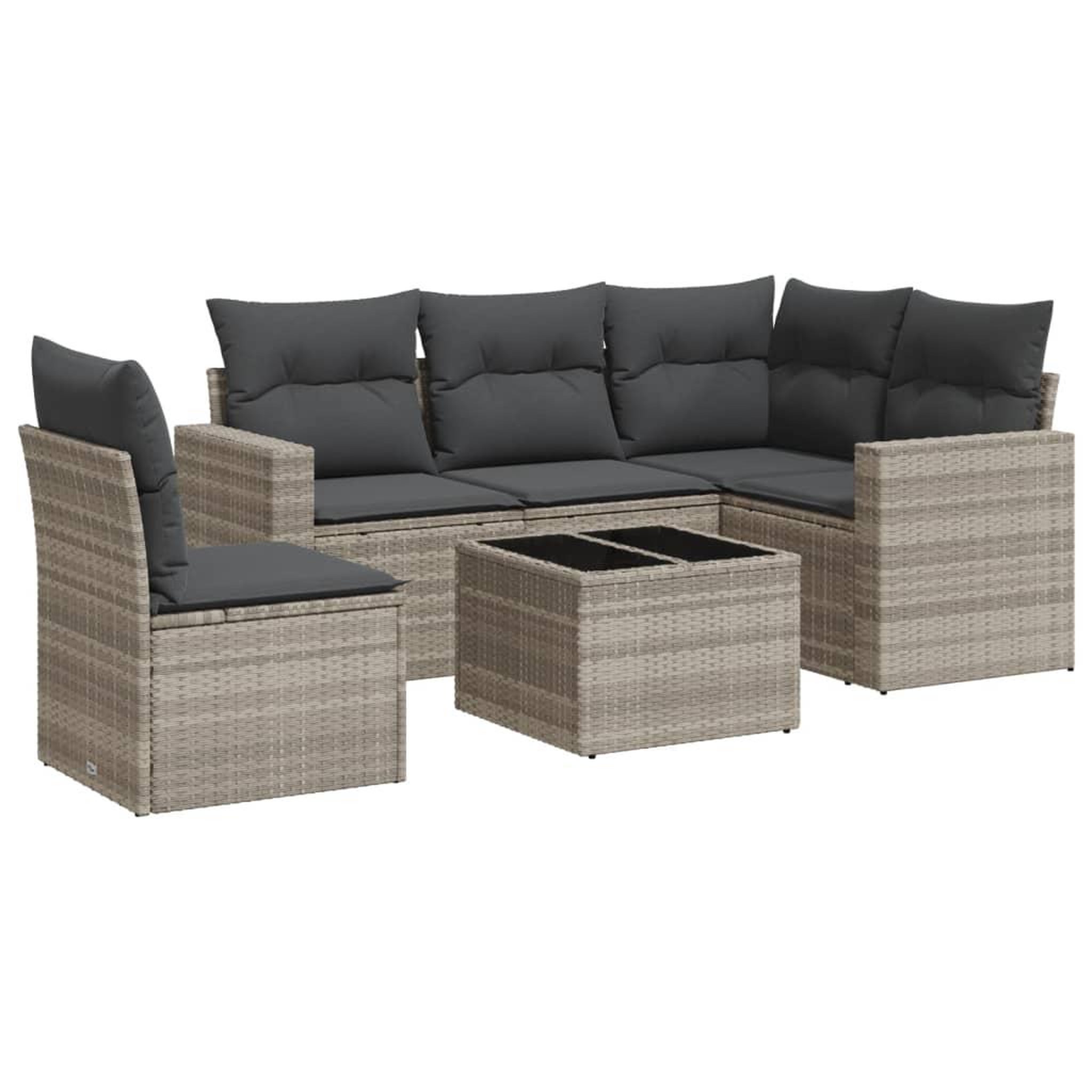Voir la diapositive 2 : VIDAXL Salon de jardin 6 pcs avec coussins gris clair resine tressee