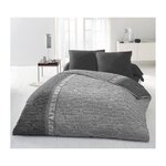 GENERIQUE Parure de couette Microfibre NEWSPAPER - 1 housse de couette 220x240 cm + 2 taies 63x63 cm - Gris