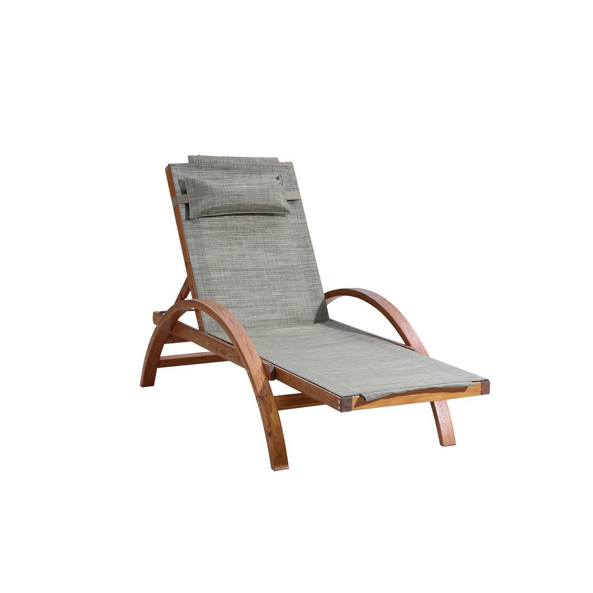 CONCEPT USINE Transat en bois et toile PVC gris olive NAARI