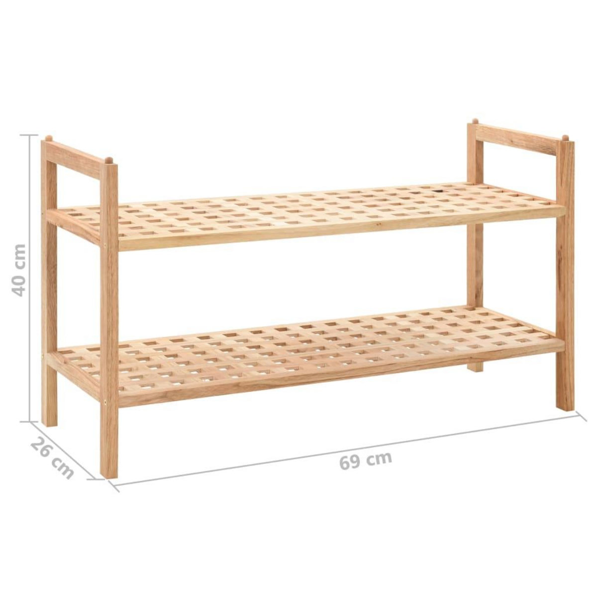 VIDAXL Etagere a chaussures Bois de noyer massif 69 x 26 x 40 cm