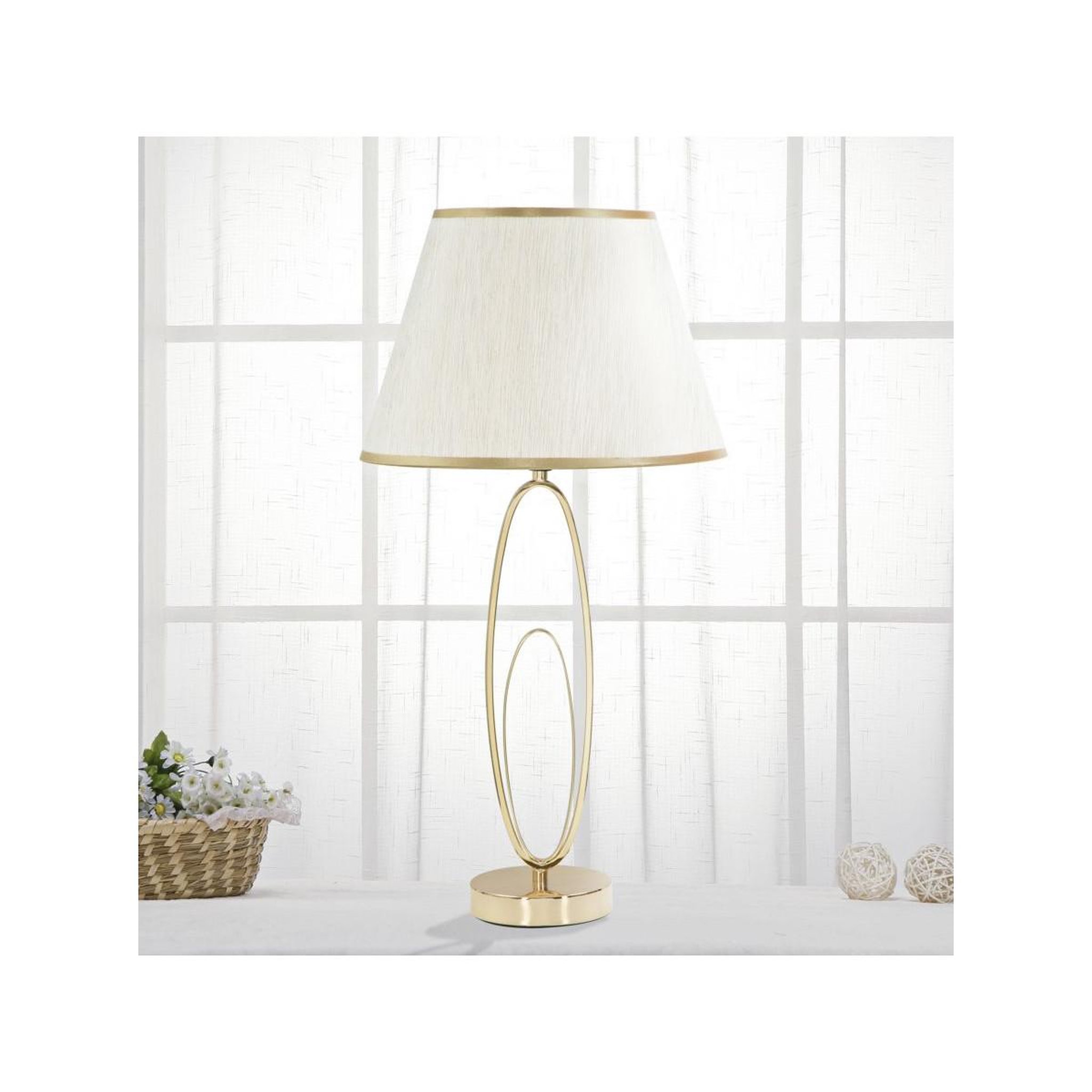 Voir la diapositive 6 : Paris Prix Lampe à poser en métal  flush  58cm crème & or