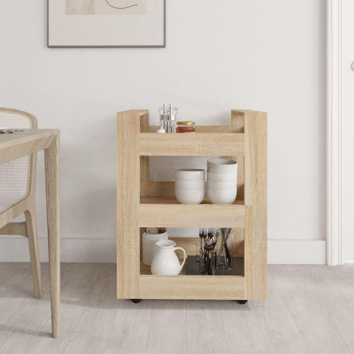 VIDAXL Chariot de cuisine Chene sonoma 60x45x80 cm Bois d'ingenierie