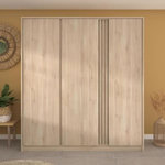 PARISOT Armoire de chambre - Chene - 3 portes - 185 x 52 x 203 cm - PARISOT