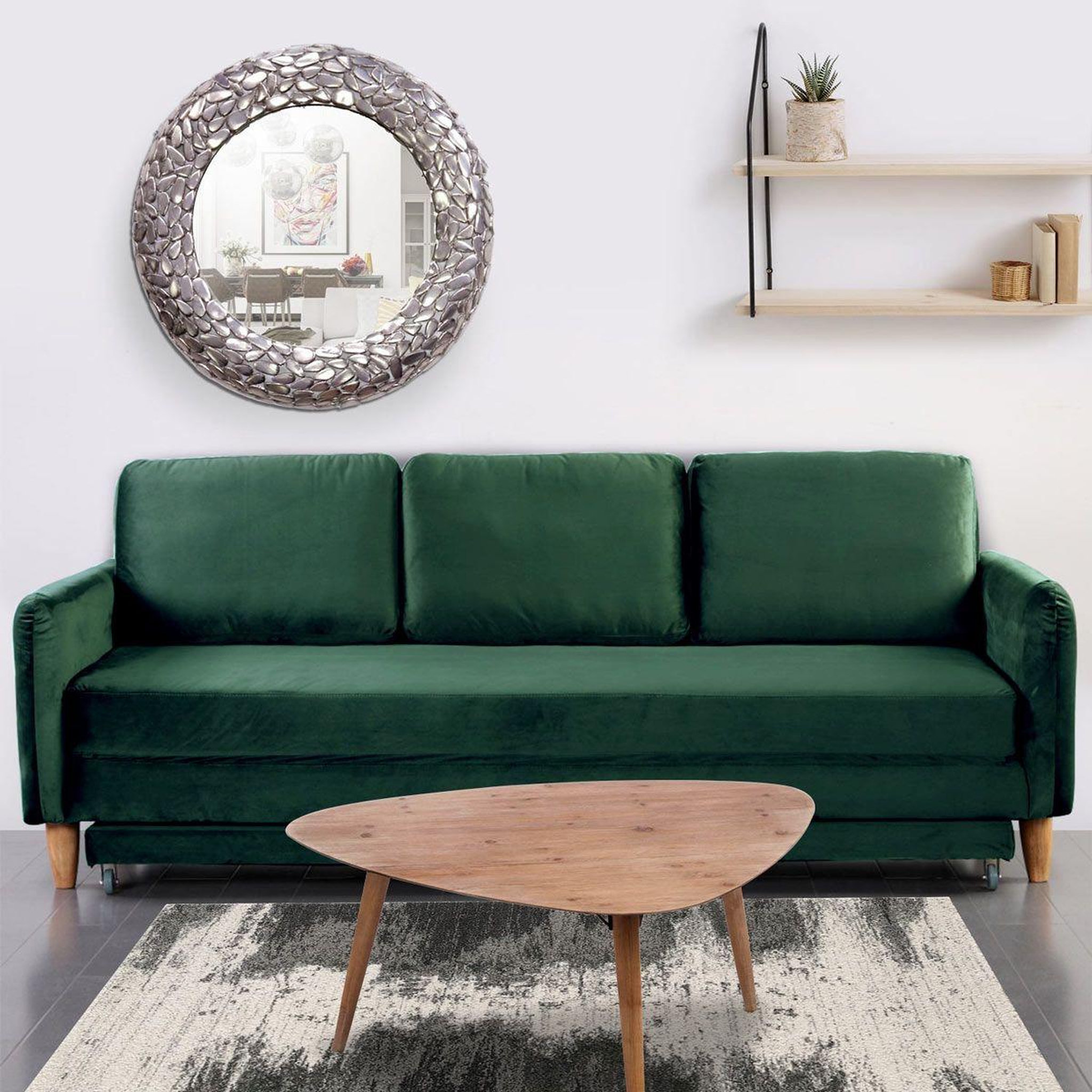 Voir la diapositive 2 : Paris Prix Canapé Convertible en Velours  Zefli  210cm Vert