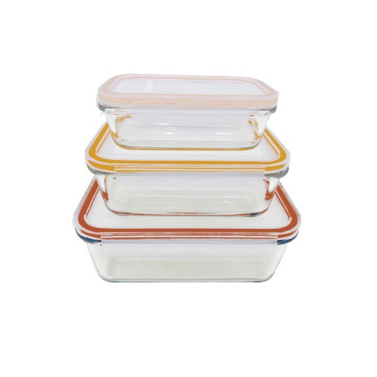 ACTUEL Lot de 3 boites de conservation rectangulaire en verre de borosilicate