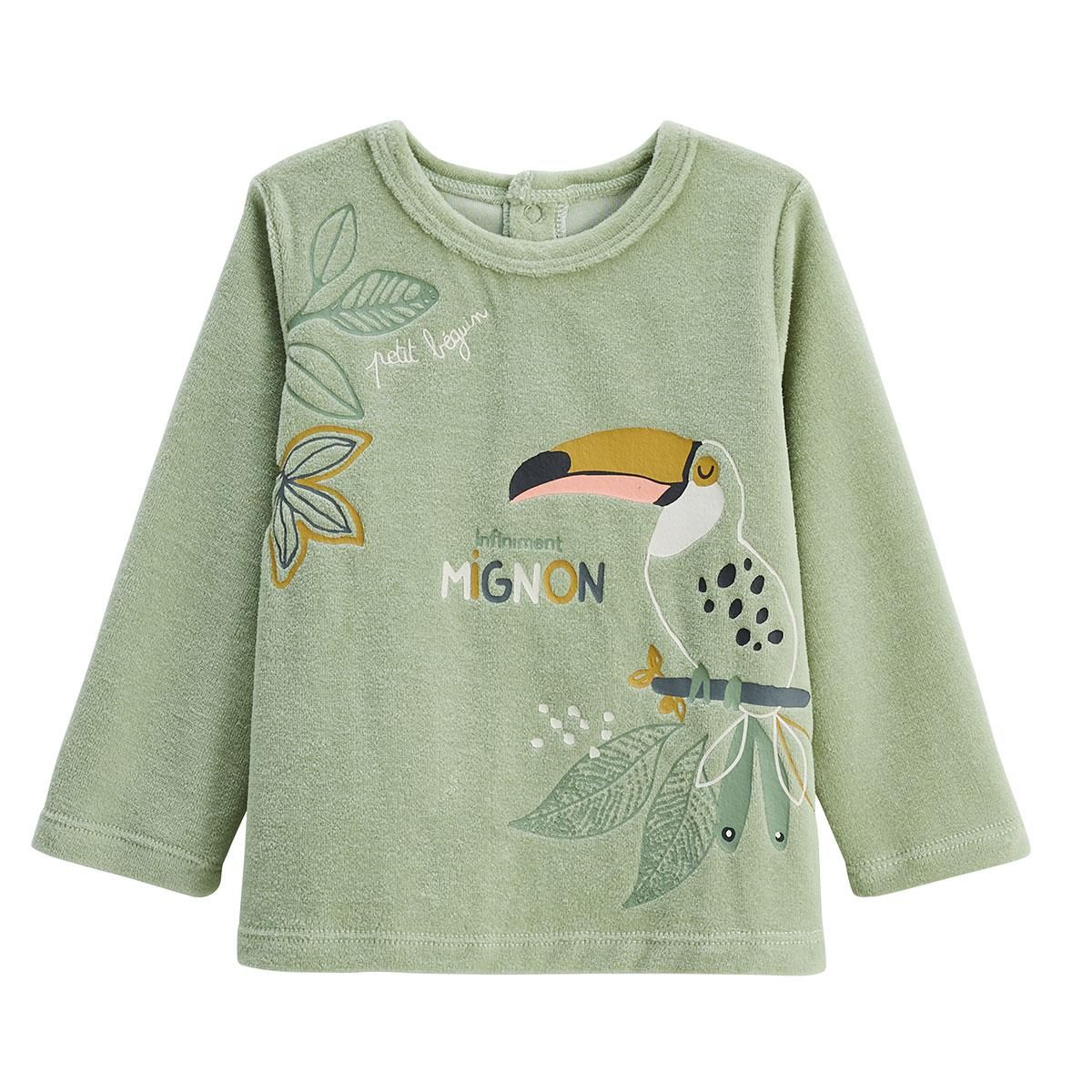 Petit Béguin Pyjama enfant 2 pièces en velours avec pieds retroussables Boavista