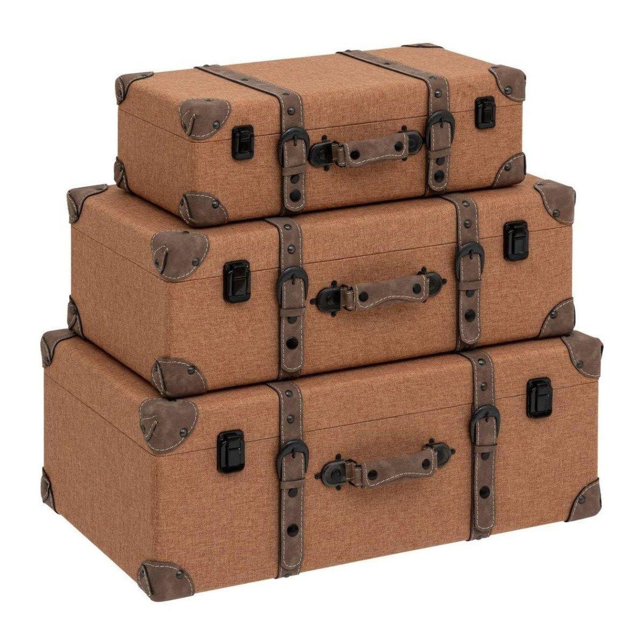 Voir la diapositive 1 : ATMOSPHERA Lot de 3 valises déco  be vintage  60cm marron