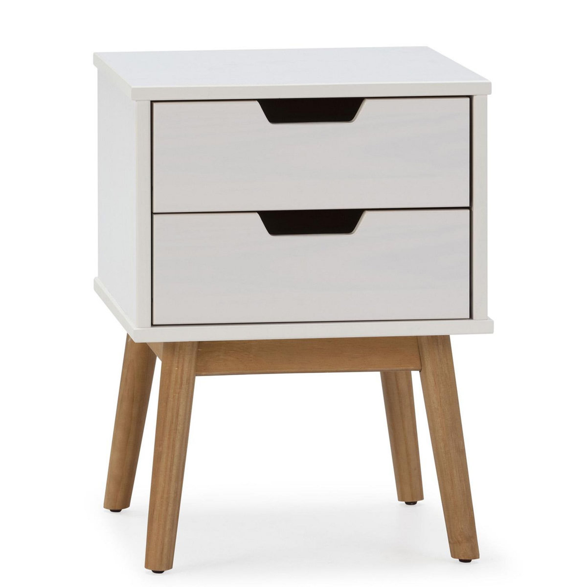 VS VENTA-STOCK Table de chevet Baku 2 tiroirs blanc, bois de pin massif