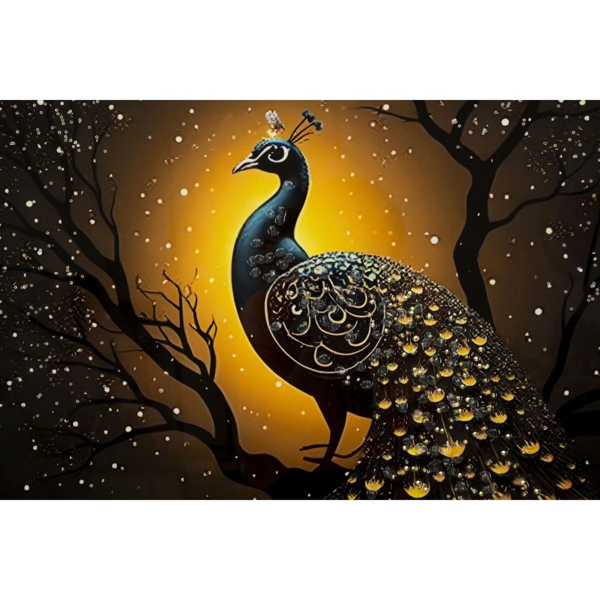 Voir la diapositive 2 : Paris Prix Tableau imprimé  peacock  70x100cm multicolore