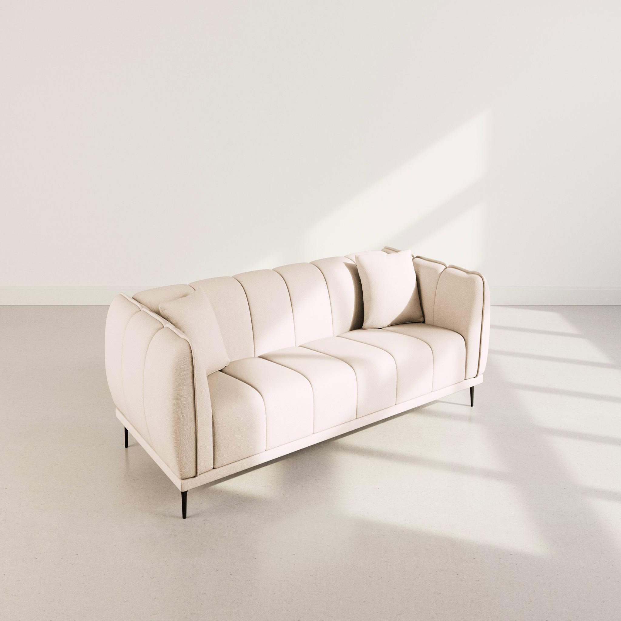 Voir la diapositive 6 : BEST MOBILIER Arsene - canapé droit 3 places en velours texturé