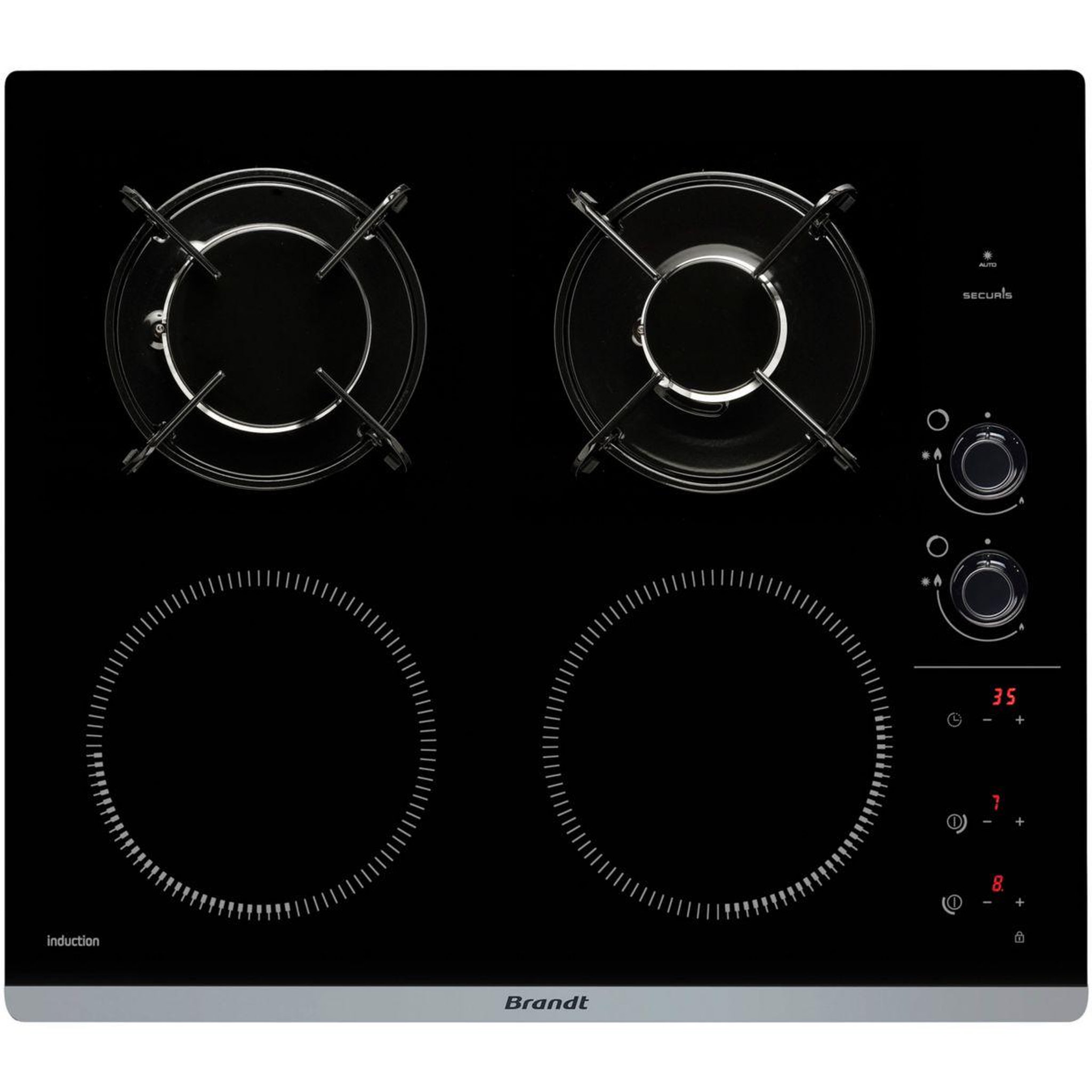 Voir la diapositive 4 : BRANDT Plaque mixte induction gaz BPI6413BM