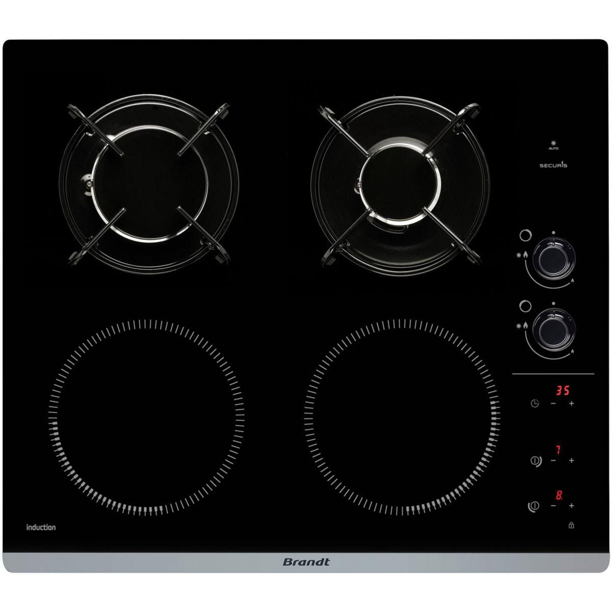 BRANDT Plaque mixte induction gaz BPI6413BM