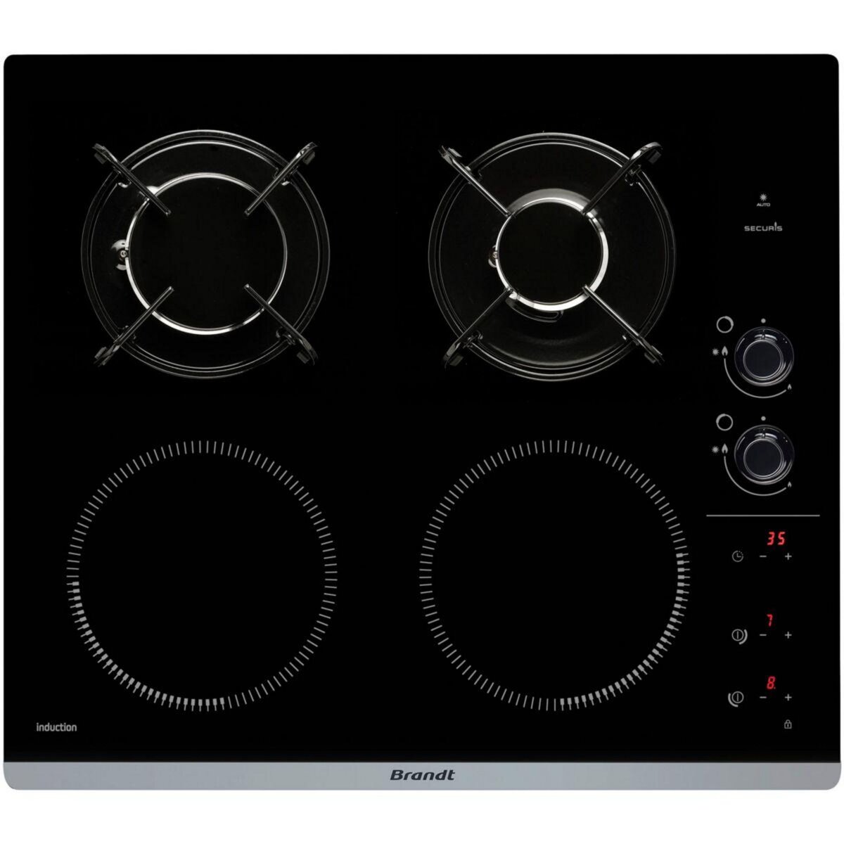 BRANDT Plaque mixte induction gaz BPI6413BM